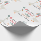 Kinder Een Gekke Gans 1e Leuke Verjaardag Custom N Cadeaupapier (Hoek)