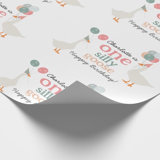 Kinder Een Gekke Gans 1e Leuke Verjaardag Custom N Cadeaupapier (Hoek)