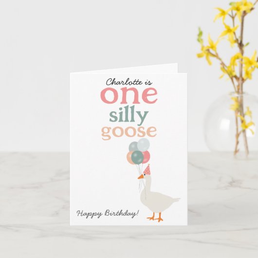 Kinder Een Gekke Gans 1e Leuke Verjaardag Kaart (Gele Bloem)