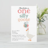 Kinder Een Gekke Gans 1e Leuke Verjaardagsfeest Kaart (Staand voorkant)