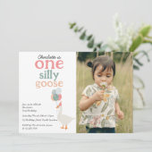 Kinder Een Gekke Gans 1e Schattigee Foto Verjaarda Kaart (Staand voorkant)