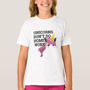 Kinder eenhoorn T-shirt - 'Ik doe geen huiswerk' G