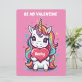 Kinder Eenhoorn Valentijnsdag Feestdagenkaart (Staand voorkant)