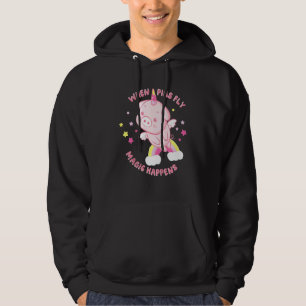 Kinder eenhoorn varken vliegen magie gebeurt schat hoodie