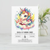 Kinder eenhoorn verjaardagsgrillen kaart (Staand voorkant)