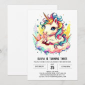 Kinder eenhoorn verjaardagsgrillen kaart (Voorkant / Achterkant)