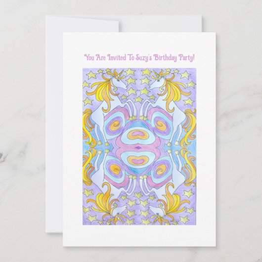 Kinder eenhoorn verjaardagsuitnodiging kaart (Voorkant)