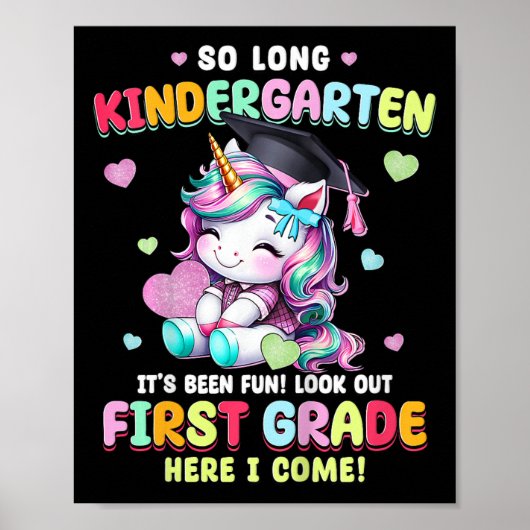 Kinder eenhoorn zo lang kleuterschool Afstuderen l Poster (Voorkant)