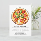 Kinder eenvoudige pizza verjaardag kaart (Staand voorkant)