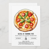 Kinder eenvoudige pizza verjaardag kaart (Voorkant / Achterkant)