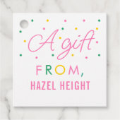 Kinder eenvoudige roze en groene, persoonlijke cad bedankjes labels (Voorkant)