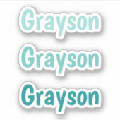 Kinder Eenvoudige Typografie in Blauwgroen Gradiën Sticker (Voorkant)