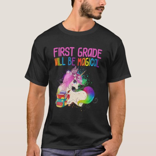 Kinder eerste dag van de eerste graad Magische Uni T-shirt (Voorkant)