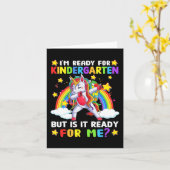 Kinder eerste dag van de kindergarten Fun Unicorn  Kaart (Gele Bloem)