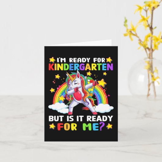 Kinder eerste dag van de kindergarten Fun Unicorn  Kaart (Gele Bloem)