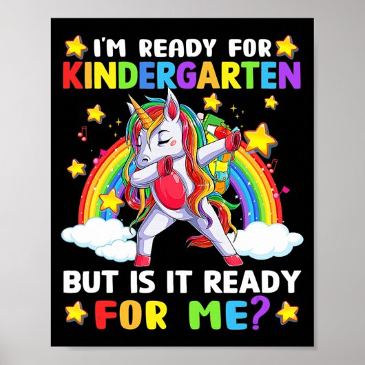 Kinder eerste dag van de kindergarten Fun Unicorn Poster (Voorkant)