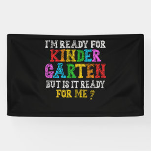 Kinder eerste dag van de kinderopvang naar school spandoek