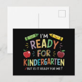 Kinder eerste dag van kleuterschool plezier terug  briefkaart (Voorkant / Achterkant)