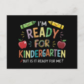 Kinder eerste dag van kleuterschool plezier terug  briefkaart (Voorkant)