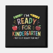 Kinder eerste dag van kleuterschool plezier terug  magneet (Voorkant)