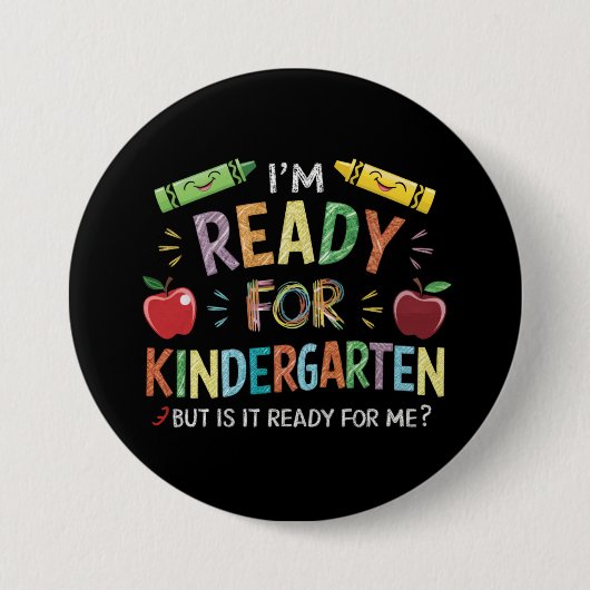 Kinder eerste dag van kleuterschool plezier terug  ronde button 7,6 cm (Voorkant)