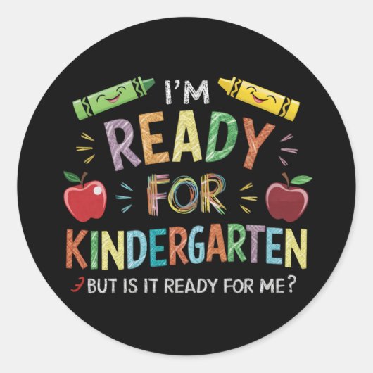 Kinder eerste dag van kleuterschool plezier terug ronde sticker (Voorkant)