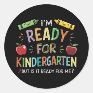 Kinder eerste dag van kleuterschool plezier terug  ronde sticker
