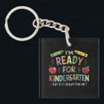 Kinder eerste dag van kleuterschool plezier terug  sleutelhanger<br><div class="desc">Kinder eerste dag van de kinderschool</div>