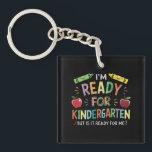 Kinder eerste dag van kleuterschool plezier terug  sleutelhanger<br><div class="desc">Kinder eerste dag van de kinderschool</div>