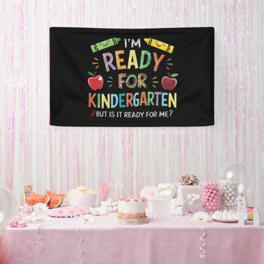 Kinder eerste dag van kleuterschool plezier terug  spandoek (Feest)