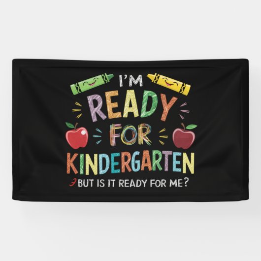 Kinder eerste dag van kleuterschool plezier terug spandoek (Horizontaal)