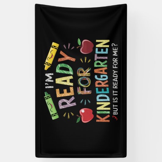 Kinder eerste dag van kleuterschool plezier terug spandoek (Verticaal)