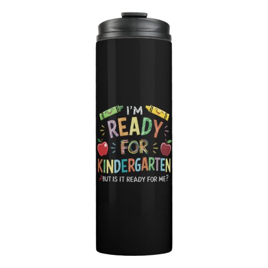 Kinder eerste dag van kleuterschool plezier terug thermosbeker (Voorkant)