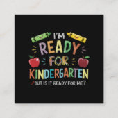 Kinder eerste dag van kleuterschool plezier terug  vierkante visitekaartje (Voorkant)