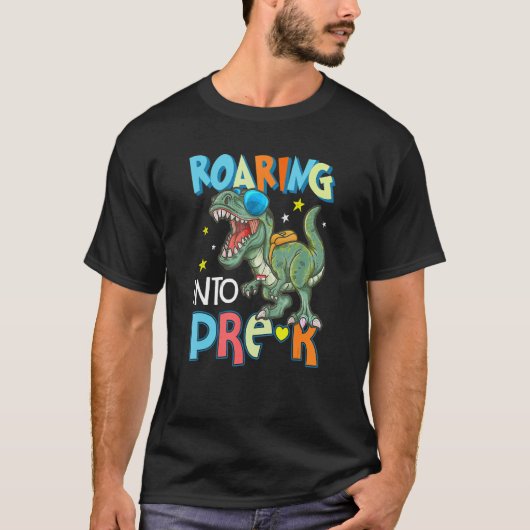 Kinder eerste dag van Pre K Rex dinosaurus terug n T-shirt (Voorkant)