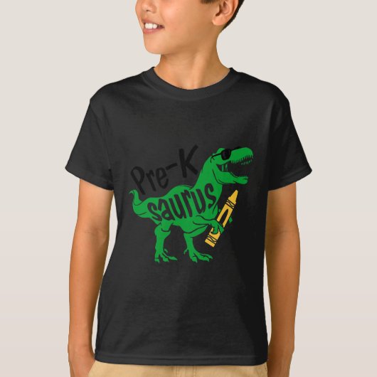 Kinder Eerste Dag van Pre K Saurus Trex Meisjes Jo T-shirt (Voorkant)