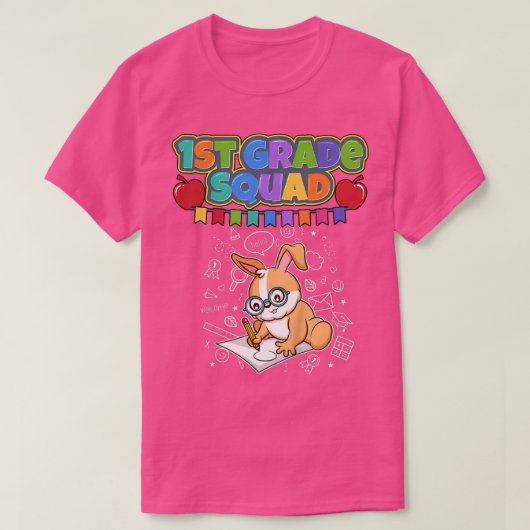 Kinder Eerste Grade Squad Funny Rabbit Bunny Eleme T-shirt (Design voorkant)
