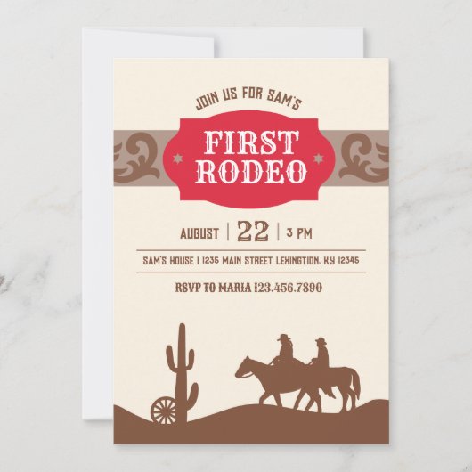 Kinder eerste rodeo rood Western verjaardagsfeestj Kaart (Voorkant)