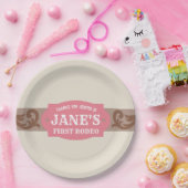 Kinder eerste Rodeo Roze/Bruin Western Verjaardag Papieren Bordje (Feest)