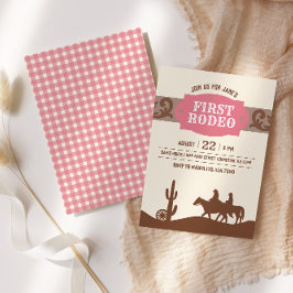 Kinder eerste Rodeo Roze Western Verjaardagsfeest Kaart
