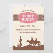 Kinder eerste Rodeo Roze Western Verjaardagsfeest Kaart (Voorkant)