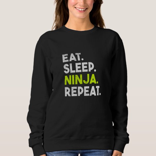 Kinder Eet Slaap Ninja Herhaal Ninja Trui (Voorkant)