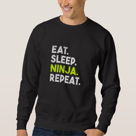 Kinder Eet Slaap Ninja Herhaal Ninja Trui (Voorkant)