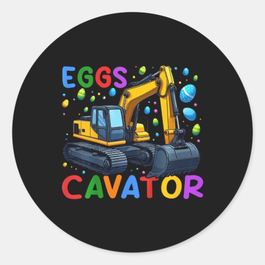 Kinder Eggscavator Bunny Excavator Egg Hunting Peu Ronde Sticker (Voorkant)