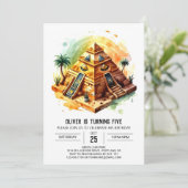 Kinder Egyptische gouden piramides Verjaardag Kaart (Staand voorkant)