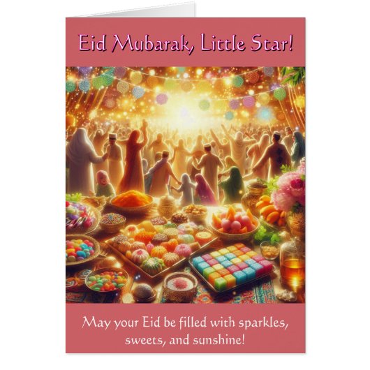 Kinder Eid Kaart - Eid Mubarak Kleine Ster (Voorkant)