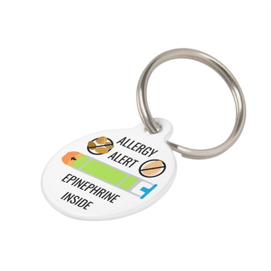 Kinder eierboom notenallergie waarschuwt de epinef huisdierpenning (Zijkant)