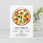 Kinder elegante pizza verjaardag kaart (Staand voorkant)