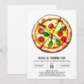 Kinder elegante pizza verjaardag kaart (Voorkant / Achterkant)
