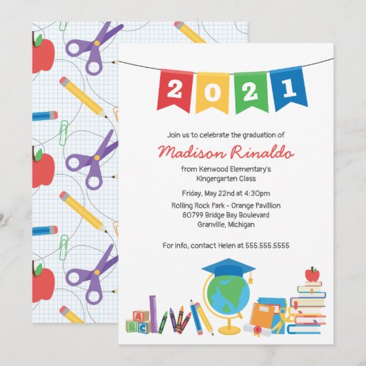 Kinder elementaire Afstuderen Kaart (Voorkant / Achterkant)